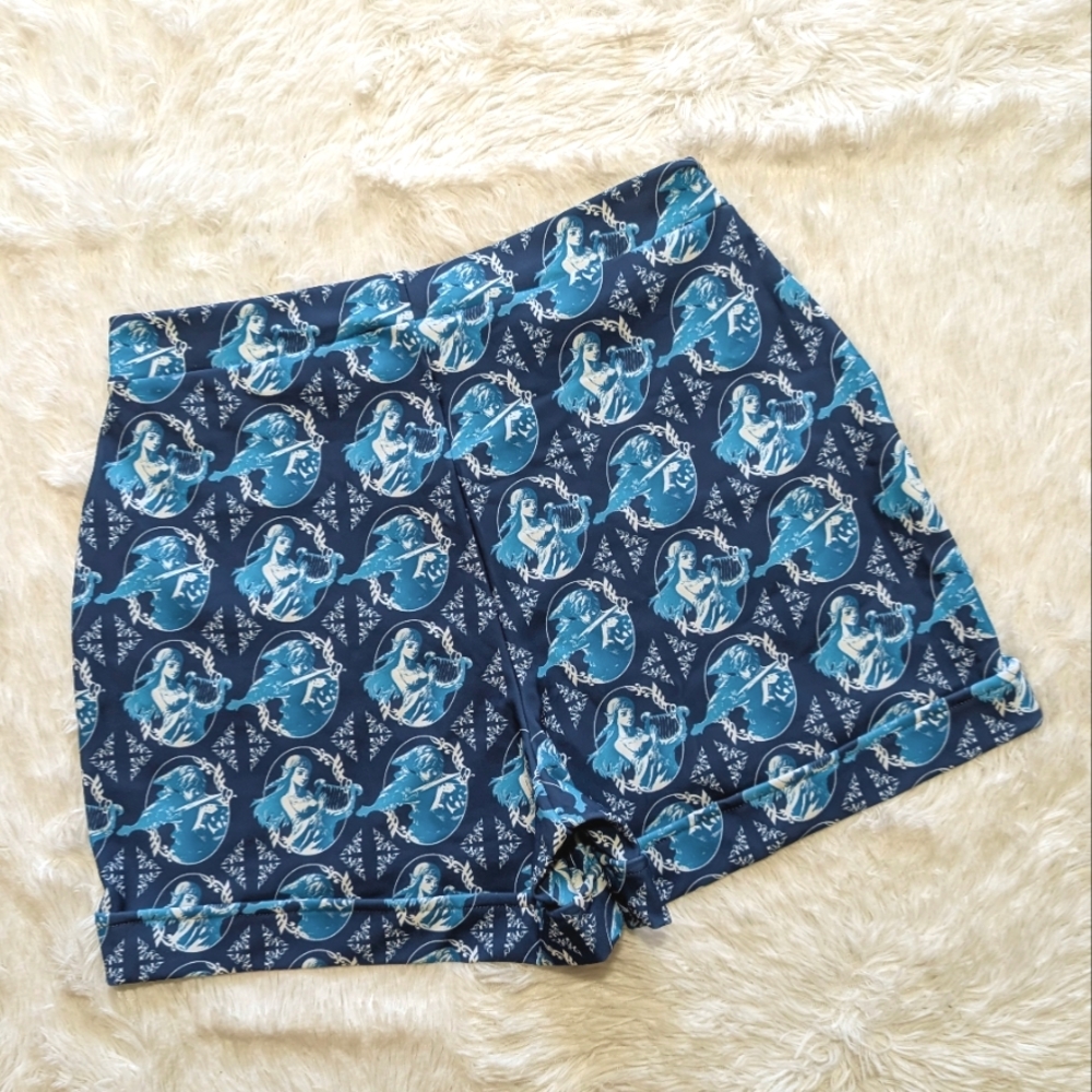 NWT Blackmilk Legend Of Zelda Nintendo Blue High Waisted Cuffed Shorts Large - Picture 6 of 11